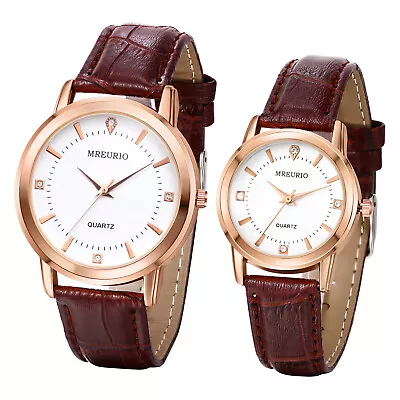 Couples Mens Women Classic Casual Leather Strap Quartz Analog Watch Wristwatches • $11.99