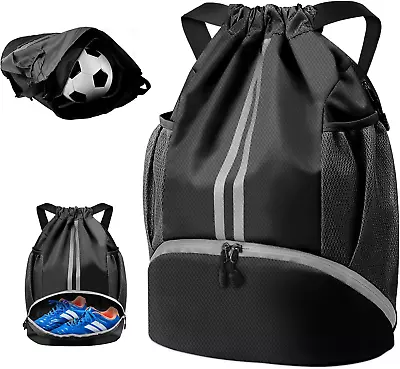 Basketball Backpack Drawstring Soccer Backpack With Ball And Shoe Compartment  • $25.88