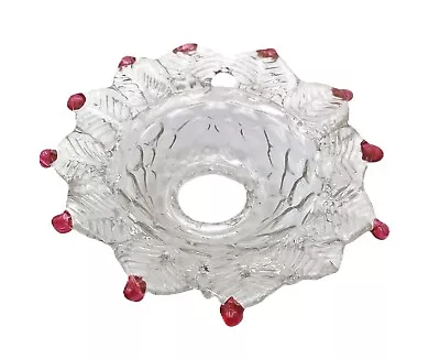 Antique Venetian Murano Chandelier Glass Bobeche Dish Clear And Red Tips C1860 • £19.99