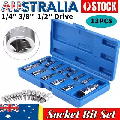 13pcs Drive Case Torx Star Bit Socket Set  T8-T70 3/8'' 1/2'' 1/4  • $19.99