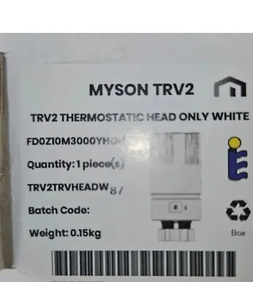 Myson Replacement Head Only For TRV2 TRV 2-Way Thermostatic Radiator Valve White • £11.99