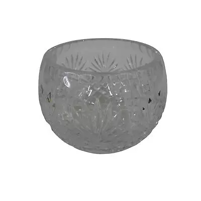 Polish 24% Lead Crystal Clear Round 3 3/4  Decorative Bowl Vase Starburst • $24.99