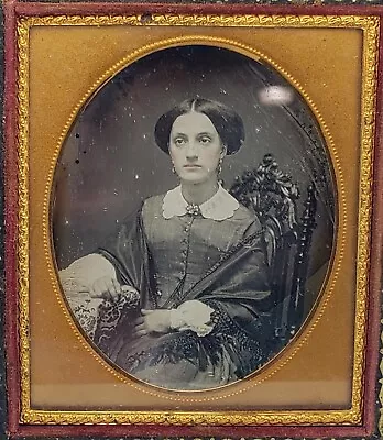 Antique 1/6 Plate Daguerreotype Photograph Of Beautiful Young Woman • $49.99