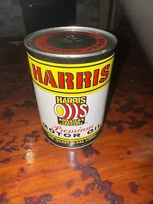 FULL Vtg. HARRIS Motor Oil Can 1 Qt - Gas & Oil. UNOPENED. • $50