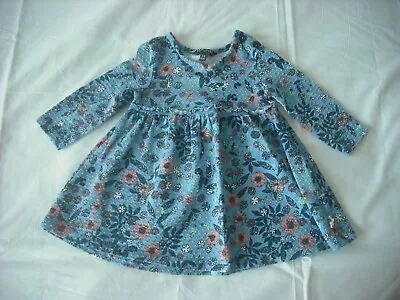 £2.49 • Buy Debenhams Baby Girls Blue Floral Textured Long Sleeve Stretch Dress 3-6 Months