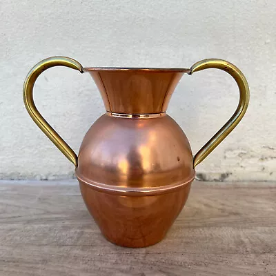 Vintage French Villedieu Copper  Flower Vase Pitcher Stamped 26052229 • $59