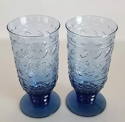 Mikasa Tender Leaves Blue  7 1/4  Iced Tea Glass  20 OZ Retired Set Of 2 • $34.95