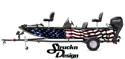 $282.45 • Buy American Flag USA Vivid Graphic Fishing Vinyl Bass Fish Decal Wrap Kit Boat