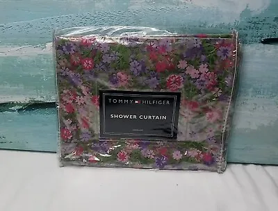 VTG Tommy Hilfiger Vinyl Shower Curtain Floral Hilfiger Beachcomber 72 X 72  NWT • $10.19