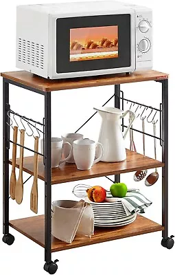 Kitchen Stand Microwave Cart 23.7'' For Small Space Coffee Cart 3-Tier Vintage • $60.74