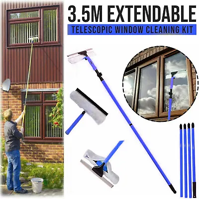 £14.95 • Buy Large 3.5M Window Cleaning Washing Kit Equipment Pole & Squeegees Cleaner Clean