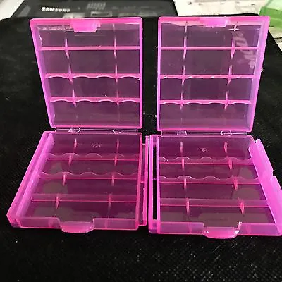 Brand New  2  Plastic Storage Case Holder Boxes For AA10440 14500 Battery Pink • $7.99