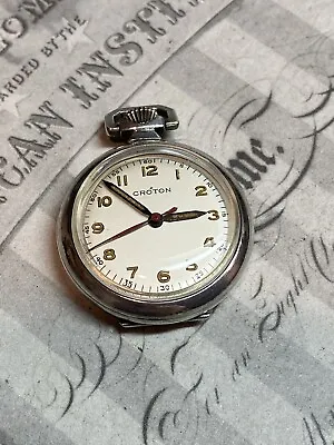 Vintage  Ladies Croton Pocket Watch - STERLING SILVER - 31MM 17 Jewels - Runs • $30