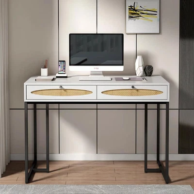 $131.52 • Buy Natural Rattan ,Nabir 2 Drawer Desk,ins Style，Suitable For Bedroom And Study