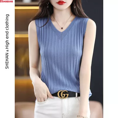 Ladies Womens Sleeveless Knit Tops Tank Camisole Summer Casual T-shirt Pullover • $5.66