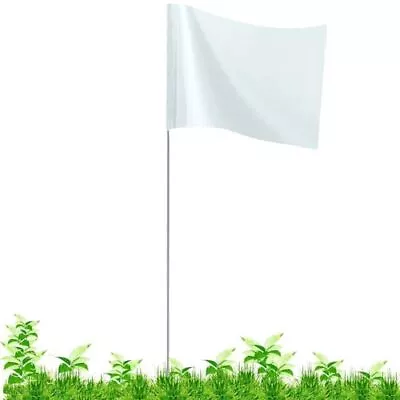 Marking Flags For Lawn 100 Pack Yard Flags | 4x5x16 Inch Boundary White • $14.16