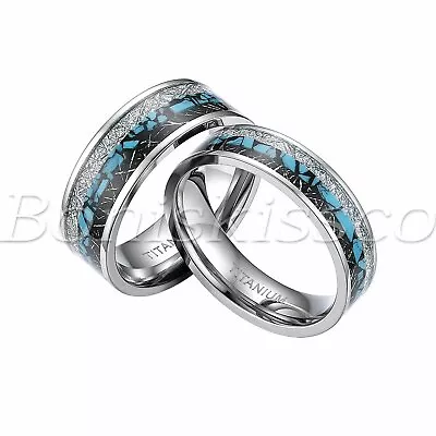 Men Women Couples Imitated Turquoise Titanium Ring Wedding Band Valentine's Gift • $13.99