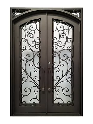 Carthage Double Front Entry Wrought Iron Door Aqua Glass 72  X 108  Right Active • $5395