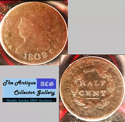 US 1809 CLASSIC HEAD HALF CENT🪙 Early Copper Half Penny🪙 • $5.50