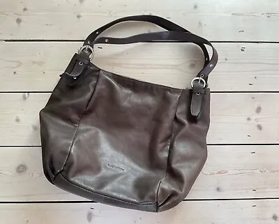 L CREDI Italian Design Soft Matte BROWN LEATHER SHOULDER HANDBAG Large • £40