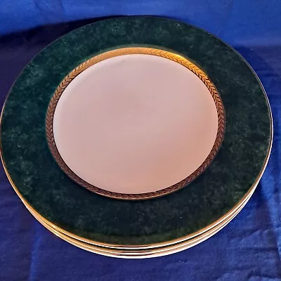 Lot 4 RETRONEU Imperial Coll Fine China MALACHITE 240 DINNER PLATE Gold 10 1/2  • $44.99