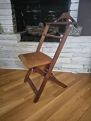 Aris Made In Italy Antique Beach Wood Valet Butler Chair • $279.99