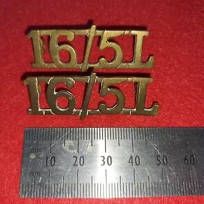 British Army 16th/5th Queen's Royal Lancers Brass Shoulder Title Matching PAIR • £6.99