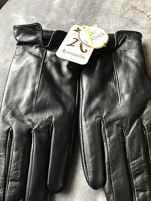 Ladies Black Leather Gloves Size M/L  Brand New With Label • £7.20