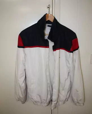 Vintage Lacoste Windbreaker Jacket - Medium - White/Red/Navy • £9.99