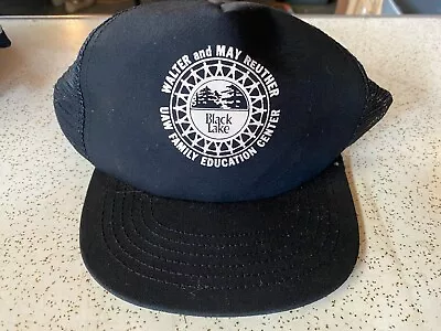 Vintage UAW Walter And May Reuther Center Black Lake Snapback Cap Hat • $19.99