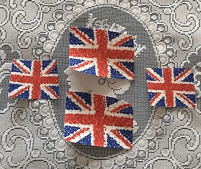 4 X Union Jack Flags Cotton Fabric Iron On Patches Appliqué United Kingdom #9 • £3