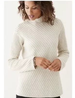 J Jill Size Small Cream Wool Cashmere Blend Ribbed Mock Neck Sweater Women • $19.88