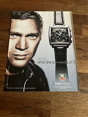 Original 2002 Tag Heuer Monaco Watch Steve McQueen Frame Ready Magazine Advert • £9.95