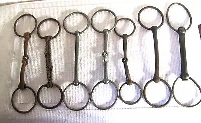 Antique Lot Horse Bits 7 Vintage Collectable Snaffles Driving Twisted Iron Decor • $28.50