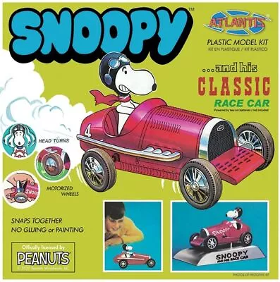 Snoopy & Classic Race Car Peanuts Motorized Atlantis Snap Model Kit 6894 NEW • $29.95