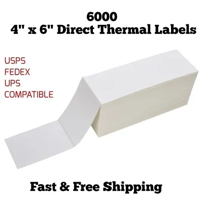 6000 4x6 Fanfold Direct Thermal Shipping Labels Perforated Label Lot | USA MADE • $34.41