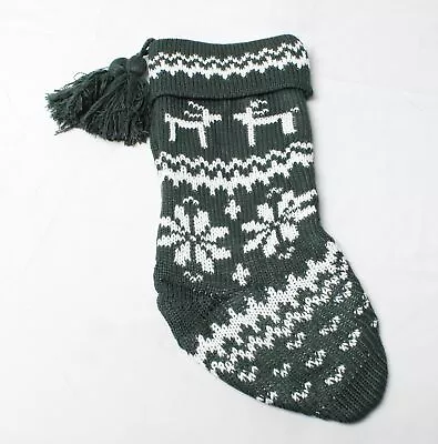 Hearth & Hand W/ Magnolia Reindeer & Snowflake Stocking EG7 Dark Green One Size • $14.24