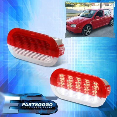 $13.99 • Buy For 93-96 VW Golf MK3 / 99-05 Golf MK4 Red & White LED Door Courtesy Lights Pair