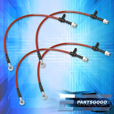 For 98-02 Accord CG JDM Front Rear S/S Braided Hose Oil Brake Lines Cable Red • $28.99