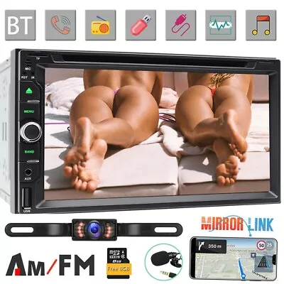 Car Stereo GPS Navigation Bluetooth Radio Double 2 Din 7  CD DVD Player Camera • $139.59