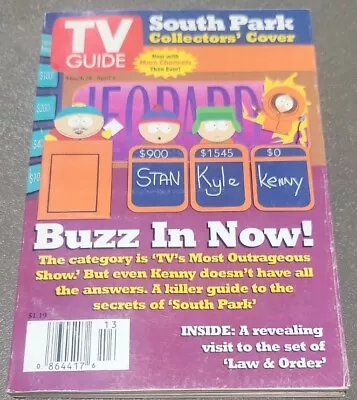 TV Guide Magazine March 28th 1998 South Park • $9.95