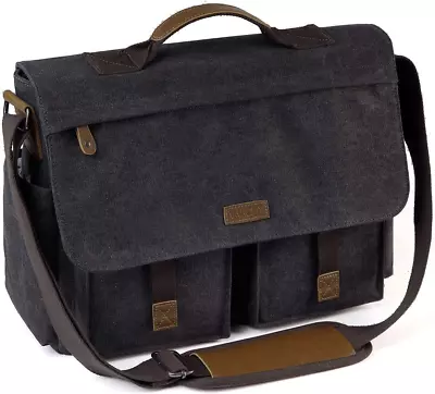 Messenger Bag For Men  Vintage Water Resistant Waxed Canvas Laptop Bag Satchel  • $117.60