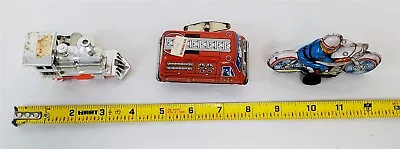 I-282 Vintage 1950/60's Tin Wind Up Toys Train Motorcycle Fire Truck  • $9.99