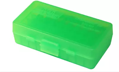 MTM 50 Round Flip-Top Ammo Box Storage Snap Case Handgun 380/9MM Cal Clear Green • $6.22