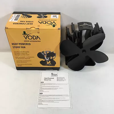 Voda Black Eco Friendly Durable Design 4 Blade Heat Powered Stove Fan • $29.99