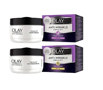 Olay Anti-Wrinkle Firm And Lift Anti-Aging Day SPF15 And Night Cream 50ml Each • £12.99