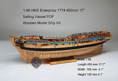 1:96 HMS Enterprize 1774 450mm 17  Sailing Vassel POF Wooden Model Ship Kit • $495