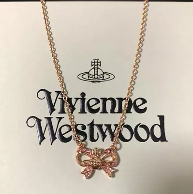 Vivienne Westwood Ribbon Orb Necklace RosePink Gold Outlet Authentic Without Box • $98.90