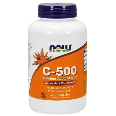 NOW FOODS Vitamin C-500 Calcium Ascorbate-C - 250 Veg Capsules • $14.98