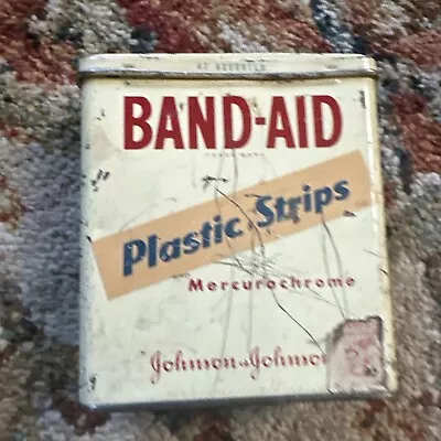 Vintage Johnson & Johnson Band-aid Metal Box Plastic Strips Empty Container Tin • $6